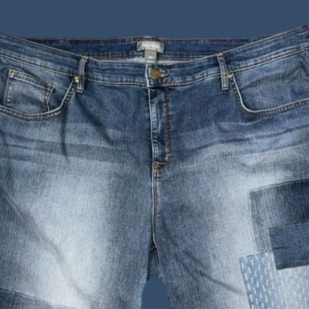Plus Size Martha Stewart Patchwork Mom Jeans Size 24W #200 - Picture 3 of 8